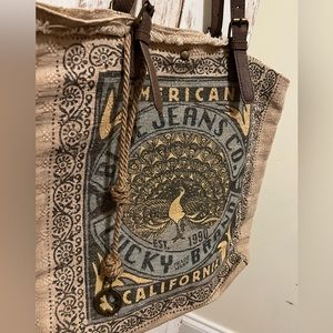 Lucky Brand Burlap Peacock Bag